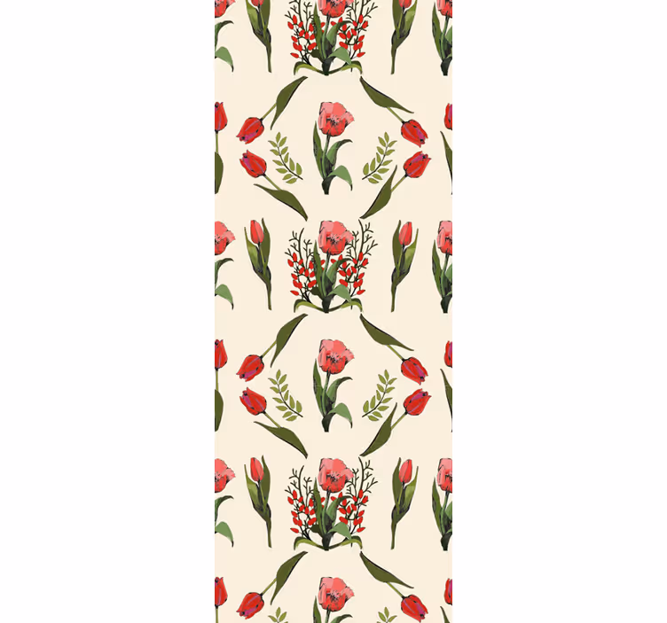 Jarná tapeta s červenými tulipánmi - Tenstickers