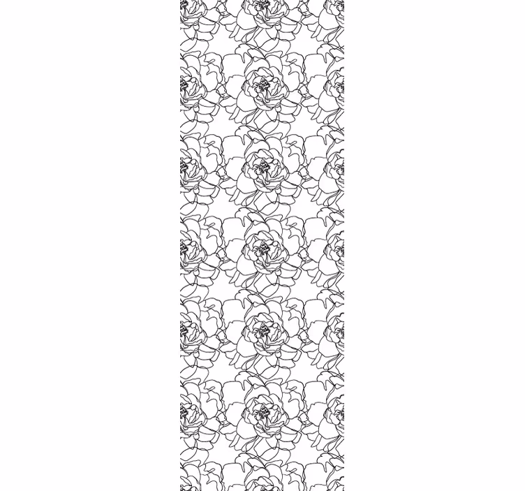 Kreslený obrys pivonka kvet chodba tapety - Tenstickers