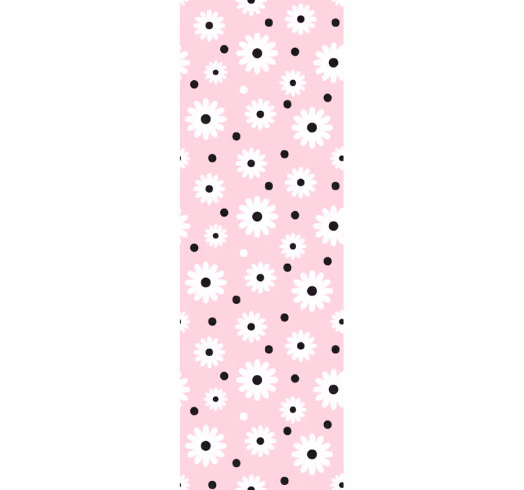 Ružové čierne bodky kvetinové detské tapety - Tenstickers