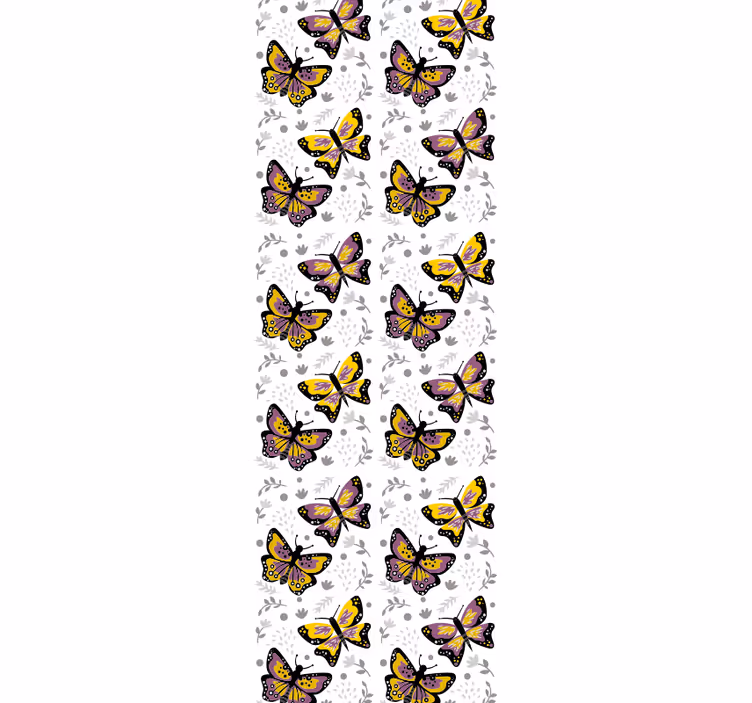 žltá a fialová motýľová tapeta do kúpeľne - Tenstickers