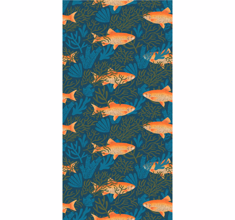 tapety s rybami realistický modrý a oranžový motív - Tenstickers