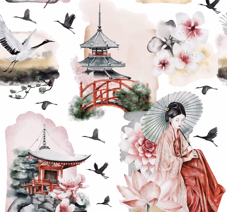 tapeta na čelo postele japonsko - Tenstickers