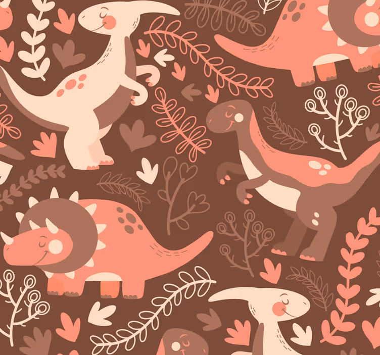tapeta dinosaury hravý vzor dinosaura - Tenstickers