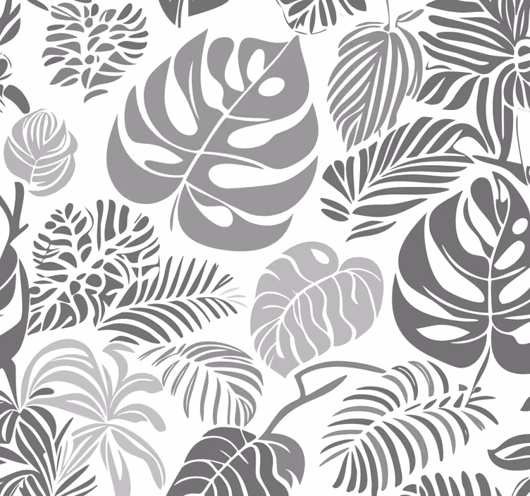 sivá tapeta listy monstera - Tenstickers