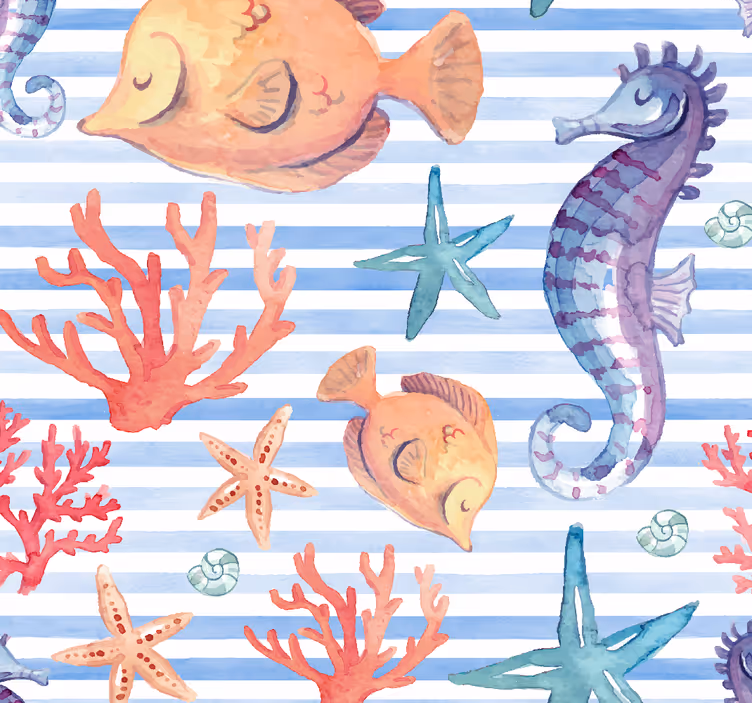 tapety s rybami vzor oceánskej fauny - Tenstickers