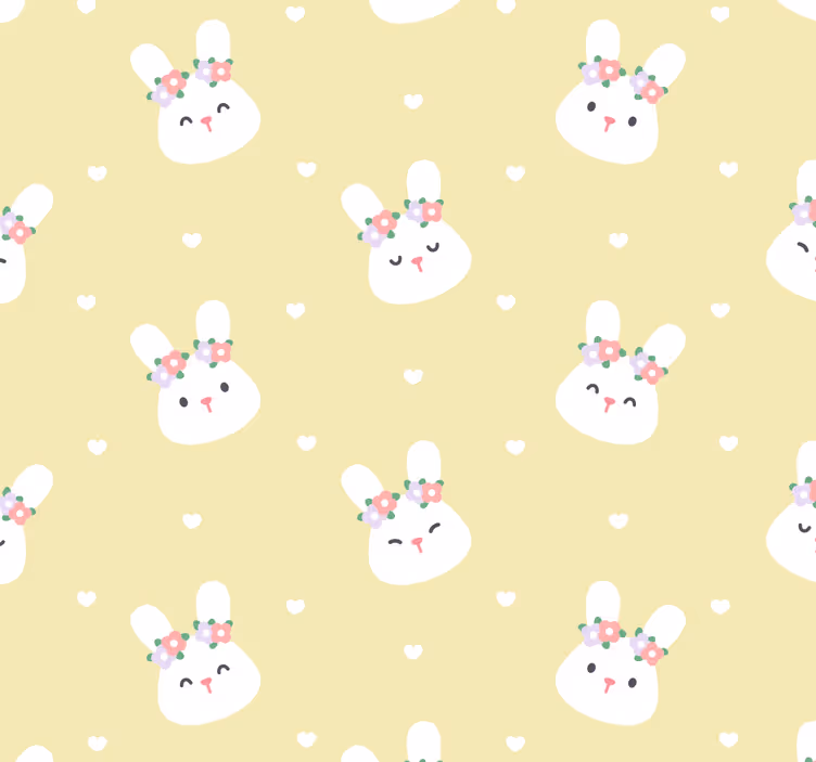 tapeta na stenu zvierata biele zajačiky s kvetmi - Tenstickers