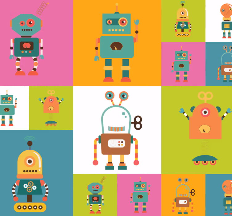 tapety do škôlky téma hravého robota - Tenstickers