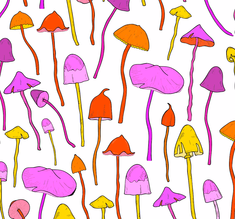 Tapety do spálne s funky vzorom húb - Tenstickers