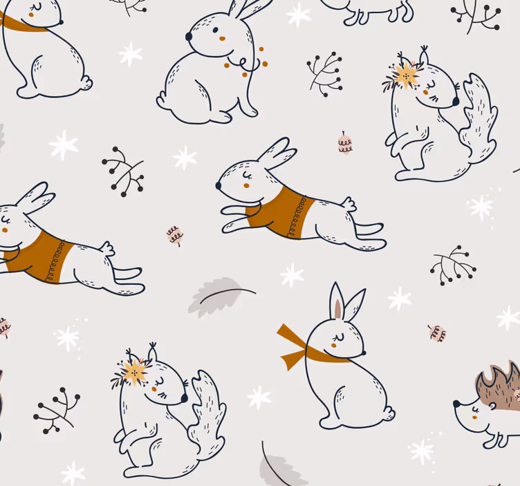 tapeta na stenu zvierata hravý motív zajačika - Tenstickers