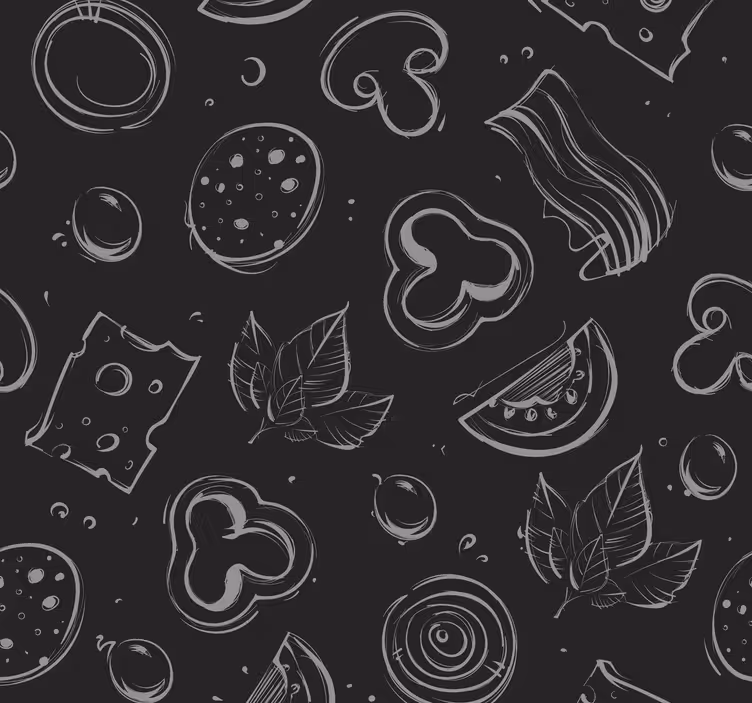 Pizza prísada čierna kuchynská tapeta - Tenstickers