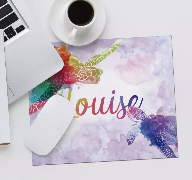 Farebné korytnačky s menom podložka pod myš - Tenstickers