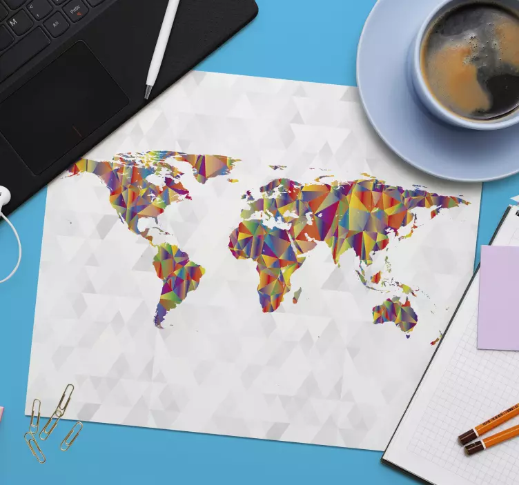 Podložka pod myš mapa sveta farebné geometrické znázornenie - Tenstickers
