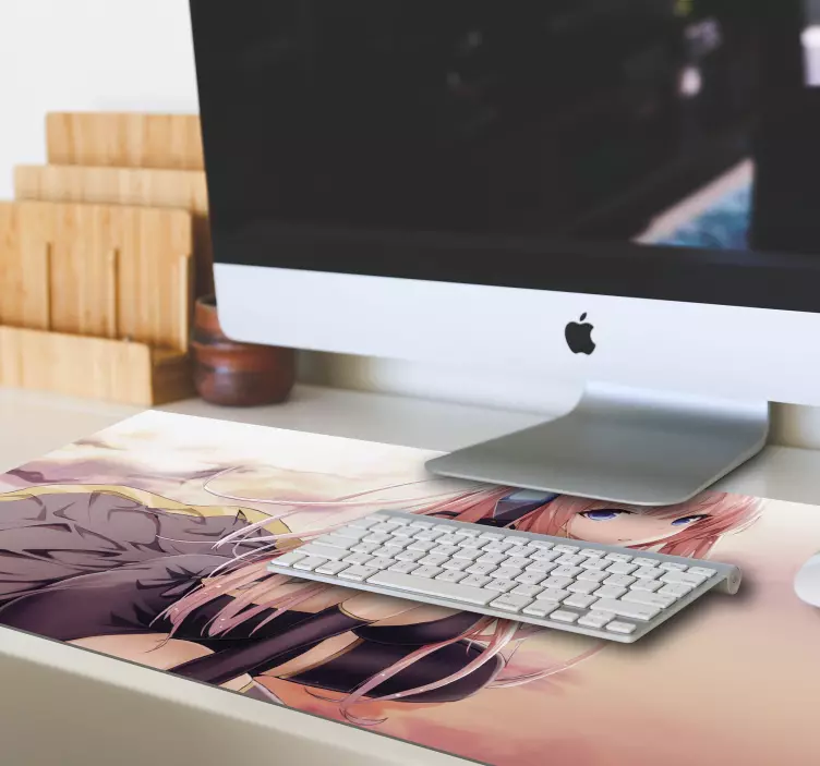 Sexi dievča s ružovými vlasmi anime podložka pod myš - Tenstickers