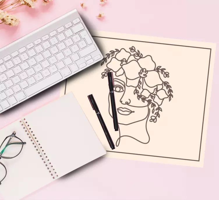 Silueta minimalistická roztomilá žena podložka pod myš - Tenstickers