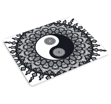 Podložka pod myš so vzorom umelecké dielo mandaly jin jang - Tenstickers