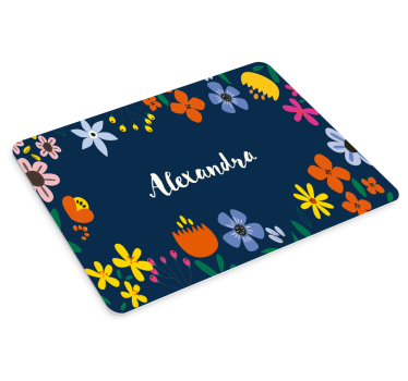 Podložka pod myš s menom kvetinová personalizovaná dekorácia - Tenstickers