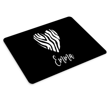 Podložka pod myš s menom zebra srdcový obrys - Tenstickers