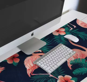 Podložka pod myš so vzorom tropická plameniaková kvetinová - Tenstickers