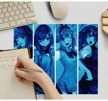 Anime dievčatá modrá herná vinylová podložka pod myš - Tenstickers