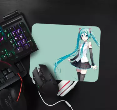 Anime podložka pod myš s modrými vlasmi - Tenstickers