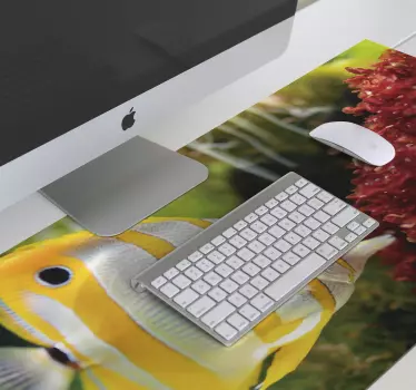 Biela a žltá rybia podložka pod myš - Tenstickers