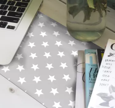 Biele hviezdy a šedé podložky pod myš - Tenstickers