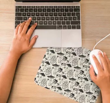čierna kresba huby vzor pôvodná podložka pod myš - Tenstickers
