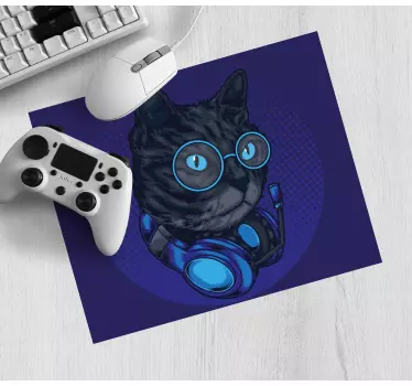 Dj mačka ilustrácia originálna podložka pod myš - Tenstickers