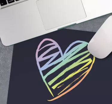 Dúha holografické srdce tmavá originálna podložka pod myš - Tenstickers