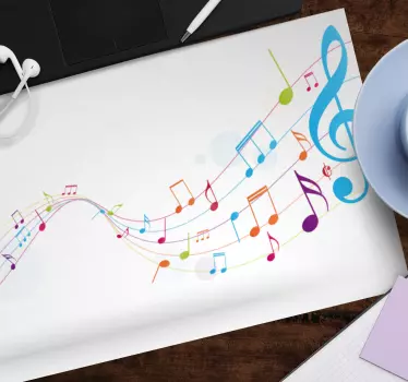 Farebné hudobné noty originálna podložka pod myš - Tenstickers