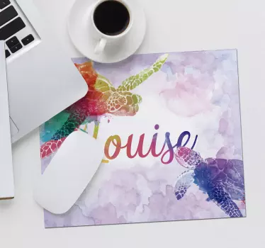 Farebné korytnačky s menom prispôsobenou podložkou pod myš - Tenstickers