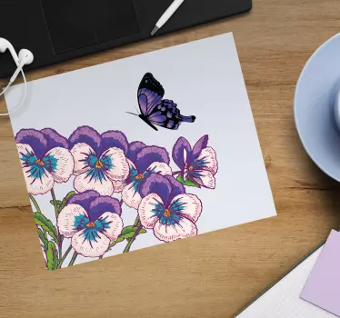 Fialové a zelené kvety pôvodná podložka pod myš - Tenstickers