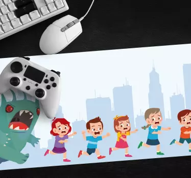 Herná podložka pod myš deti utečú pred monštrom - Tenstickers
