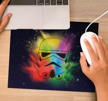Herná podložka pod myš farebná tvár stormtroopera - Tenstickers