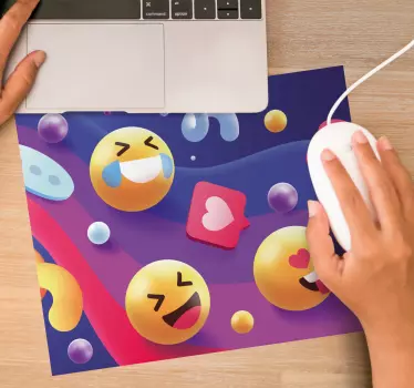 Herná podložka pod myš farebná zbierka emoji - Tenstickers