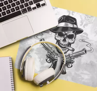 Herná podložka pod myš lebka s pištoľami - Tenstickers
