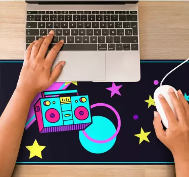 Herná podložka pod myš retro boombox galaxia - Tenstickers