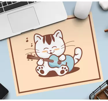 Herná podložka pod myš roztomilá mačka hrá na gitare - Tenstickers
