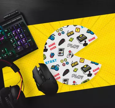 Herná podložka pod myš s farebnými retro symbolmi - Tenstickers