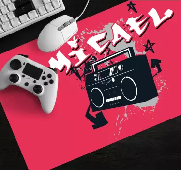 Herná podložka pod myš s retro boombox grafikou - Tenstickers