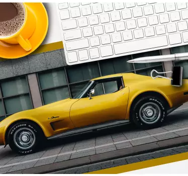 Herná podložka pod myš Štýlové žlté športové auto - Tenstickers