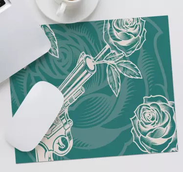 Kovbojský revolver a ružová podložka pod myš - Tenstickers