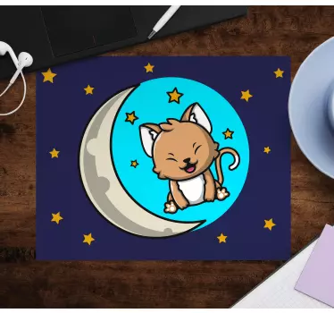 Krásna mačka na mesiaci pôvodná podložka pod myš - Tenstickers