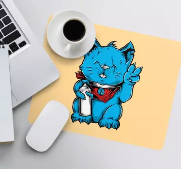 Kreslená mačka s náušnicou originálna podložka pod myš - Tenstickers