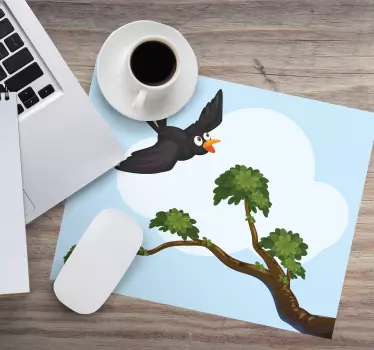Kreslený vták lietajúci originálna podložka pod myš - Tenstickers