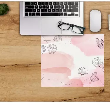 Kvety na pastelovo ružovom pozadí originálna podložka pod myš - Tenstickers