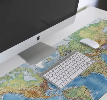 Mapa fyzického sveta mapa sveta vinylová podložka pod myš - Tenstickers