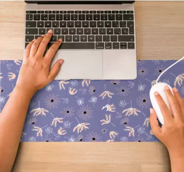 Oranžová a fialová abstraktná kvetinová podložka pod myš - Tenstickers