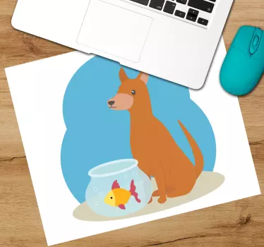 Originálna podložka pod myš hravý pes pri rybkách - Tenstickers