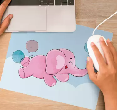 Originálna podložka pod myš hravý slon s balónom - Tenstickers